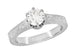 Filigree Scrolls Engraved 1/2 Carat Diamond Art Deco Crown Solitaire Engagement Ring in White Gold