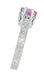 Art Deco Filigree Crown Solitaire 1 Carat Pink Sapphire Engraved Engagement Ring in 18 Karat White Gold