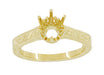 Art Deco Yellow Gold 1 Carat Crown Filigree Scrolls Engagement Ring Setting - 14K or 18K