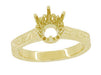 Yellow Gold Vintage Scrolls Art Deco Filigree 1.50 - 1.75 Carat Solitaire Crown Engagement Ring Mounting for a Round Stone - 18K or 14K