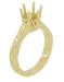 Yellow Gold Vintage Scrolls Art Deco Filigree 1.50 - 1.75 Carat Solitaire Crown Engagement Ring Mounting for a Round Stone - 18K or 14K