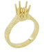 Yellow Gold Vintage Style Art Deco Filigree 1.75 - 2.25 Carat Crown Engagement Ring Setting for a Round Stone