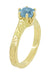 18 Karat Yellow Gold Art Deco Scrolls Filigree Crown 1 Carat Aquamarine Engraved Engagement Ring