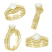 1/3 Carat Crown Filigree Scrolls Art Deco Engagement Ring Setting in Yellow Gold - 14 Karat or 18 Karat