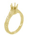 Art Deco Yellow Gold Vintage Carved Filigree Scrolls 1/2 Carat Crown Engagement Ring Setting