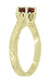 18 Karat Yellow Gold Art Deco Crown Filigree Scrolls 1.5 Carat Almandine Garnet Solitaire Engagement Ring