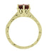 18 Karat Yellow Gold Art Deco Crown Filigree Scrolls 1.5 Carat Almandine Garnet Solitaire Engagement Ring