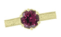 18 Karat Yellow Gold Art Deco Filigree Crown Solitaire 1.5 Carat Rhodolite Garnet Engagement Ring