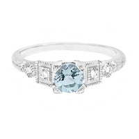 Art Deco 3/4 Carat Aquamarine and Diamond Vintage Style Engagement Ring in Platinum