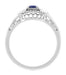 Platinum Petite Art Deco Blue Sapphire and Diamond Filigree Engagement Ring