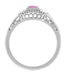 1920's Pink Sapphire and Diamonds Filigree Art Deco Engagement Ring in Platinum