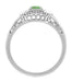 Art Deco Mint Green Tourmaline and Diamond Filigree Vintage Style Engagement Ring in 14 Karat White Gold