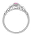 Pink Tourmaline and Diamond Art Deco Filigree Engagement Ring in 14 Karat White Gold