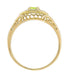 Petite Yellow Gold Art Deco Peridot and Diamond Filigree Ring