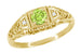 Petite Yellow Gold Art Deco Peridot and Diamond Filigree Ring