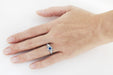 Edwardian Sapphire and Diamonds Scroll Dome Filigree Engagement Ring in Platinum