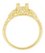 Art Deco 3/4 - 1 Carat Filigree Engagement Ring Setting in 14 Karat Yellow Gold with Blue Sapphire Side Stones