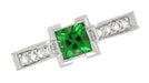 Art Deco 1/2 Carat Princess Cut Tsavorite Garnet and Diamond Engagement Ring in Platinum