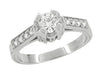 Art Deco 1/2 Carat Diamond Engraved Scrolls Castle Engagement Ring in Platinum