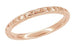 Art Deco 2mm Slender Engraved Wheat Wedding Band in 14 Karat Rose ( Pink ) Gold - 2mm