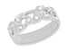 Retro Moderne Vines and Leaves Filigree Diamond Wedding Band in Platinum