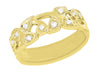 Yellow Gold 1950's Retro Moderne Vines and Leaves Filigree Diamond Wedding Band - 14K or 18K