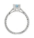 Art Deco 1 Carat Aquamarine and Diamonds Engraved Engagement Ring in Platinum