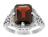 Art Deco Flowers and Leaves Almandine Garnet Filigree Ring in 14 Karat White Gold