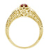 Yellow Gold Art Deco Filigree Hexagon Ruby Engagement Ring with Side Diamonds