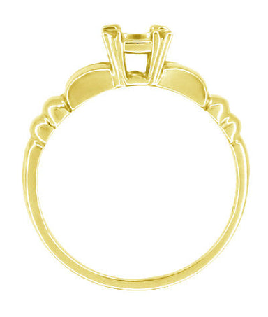 Mid Century 1/3 Carat Solitaire Engagement Ring Setting in Yellow Gold | 4.5mm Round Stone Mount - alternate view