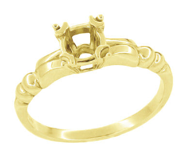 Mid Century 1/3 Carat Solitaire Engagement Ring Setting in Yellow Gold | 4.5mm Round Stone Mount
