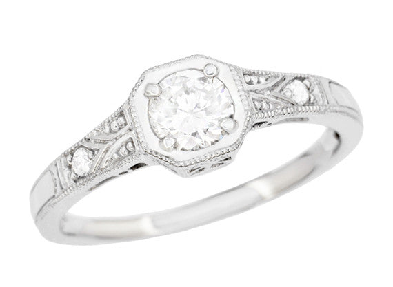 Mayfair Art Deco Platinum Filigree Diamond Engagement Ring
