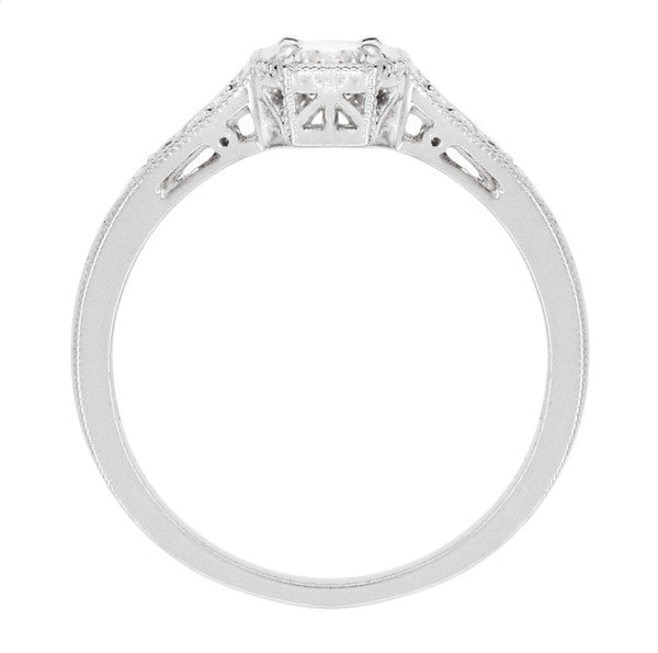 Mayfair Filigree Art Deco Diamond Engagement Ring in White Gold - Item: R298WD10K-LC - Image: 3