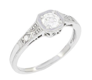 Mayfair Filigree Art Deco Diamond Engagement Ring in White Gold - alternate view