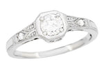 Mayfair Filigree Art Deco Diamond Engagement Ring in White Gold