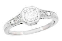 Mayfair Filigree Art Deco Diamond Engagement Ring in White Gold