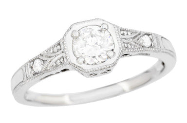 Mayfair Filigree Art Deco Diamond Engagement Ring in White Gold