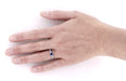 Art Deco Filigree Blue Sapphire and Diamond Engagement Ring in White Gold