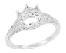 Art Deco Platinum Crown of Leaves Filigree Solitaire Engagement Ring Setting for a 3/4 Carat Round Stone