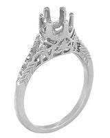 Art Deco Platinum 1/4 - 1/3 Carat Crown of Leaves Filigree Engagement Ring Setting
