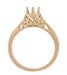 14K Rose Gold Filigree Solitaire Engagement Ring Setting for a 1/2 Carat Diamond - Art Deco Crown of Leaves Design