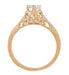 Art Deco Crown of Leaves Vintage Filigree Diamond Solitaire Engagement Ring in 14 Karat Rose Gold