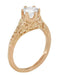 Art Deco Crown of Leaves Vintage Filigree Diamond Solitaire Engagement Ring in 14 Karat Rose Gold