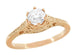 Art Deco Crown of Leaves Vintage Filigree Diamond Solitaire Engagement Ring in 14 Karat Rose Gold
