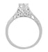 Art Deco Crown of Leaves Filigree Solitaire Diamond Engagement Ring in White Gold