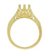 Art Deco Yellow Gold 3/4 - 1 Carat Crown of Leaves Filigree Engagement Ring Setting