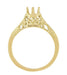Art Deco Yellow Gold 1/2 Carat Crown of Leaves Filigree Engagement Ring Mounting