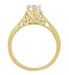 Art Deco Crown of Leaves Filigree Solitaire Diamond Engagement Ring in Yellow Gold