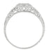 Platinum Art Deco Vintage Engraved Filigree Diamond Engagement Ring with Side Blue Sapphires