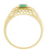 Art Deco Filigree Emerald and Diamonds Engagement Ring in 14 Karat Yellow Gold
